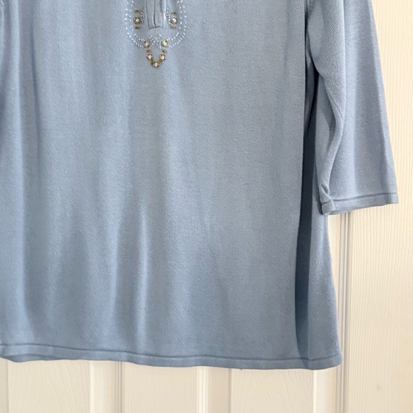 🎁 Apostrophe Sky Blue Sweater with Beading Accents - Picture 5 of 7